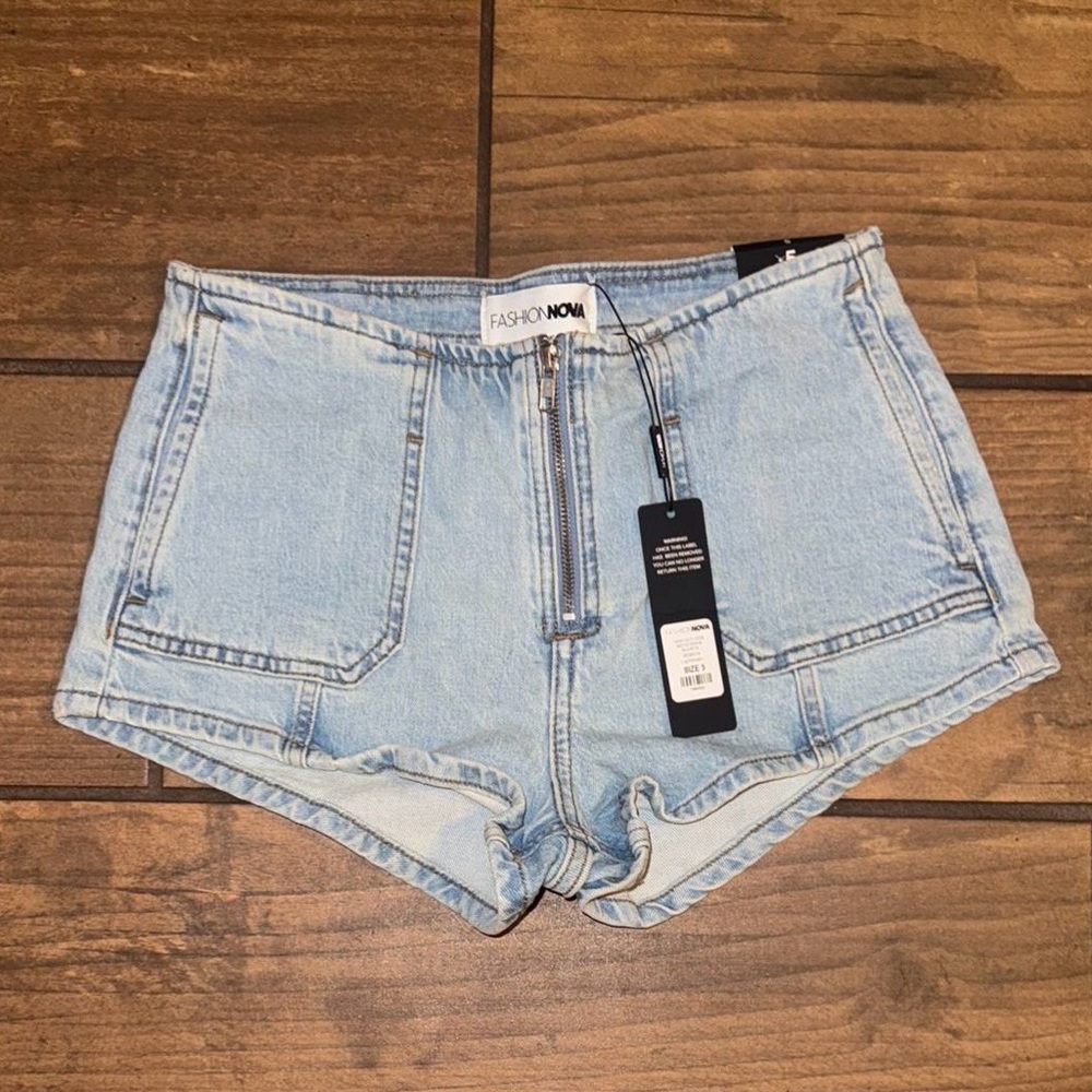 Fashion Nova Blue High-Waisted Jean Shorts